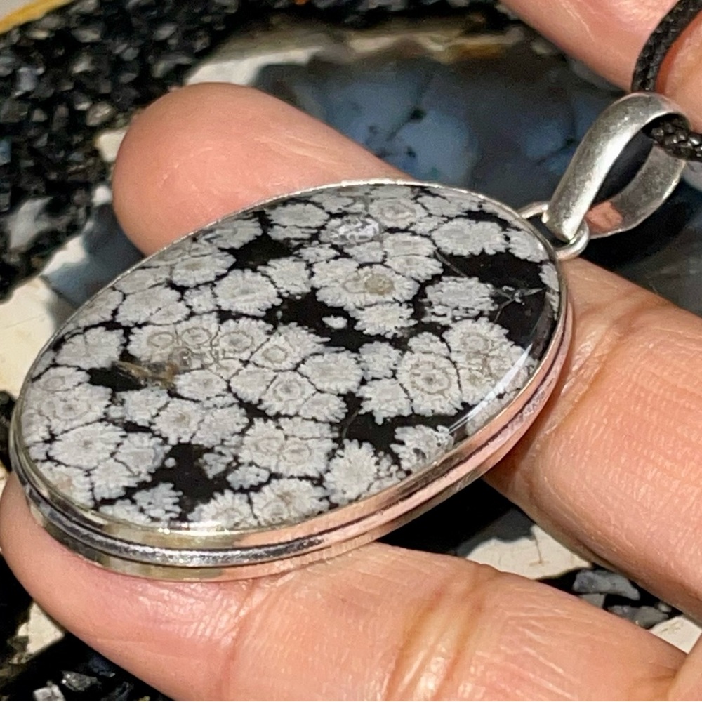 Snowflake Obsidian Pendant 2”